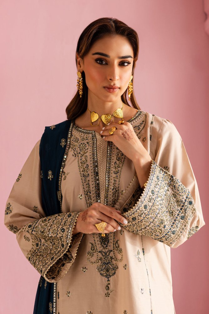 Dhanak - 3PC Embroidered Shirt with Sequins Embroidered Dupatta - 6004 - Sapphire Studios