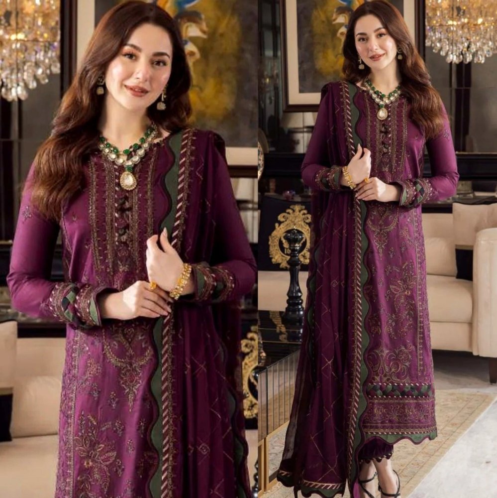 Dhanak 3PC Embroidered With Chiffon Embroidered Dupatta - 673 - Sapphire Studios