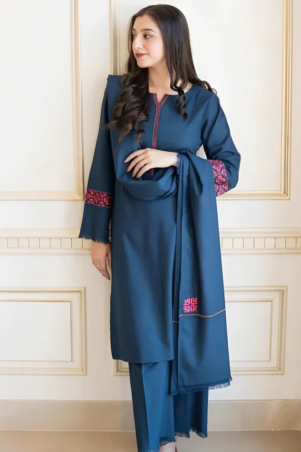 Dhanak 3PC Embroidered With Dhanak Embroidered Dupatta - 615 - Sapphire Studios