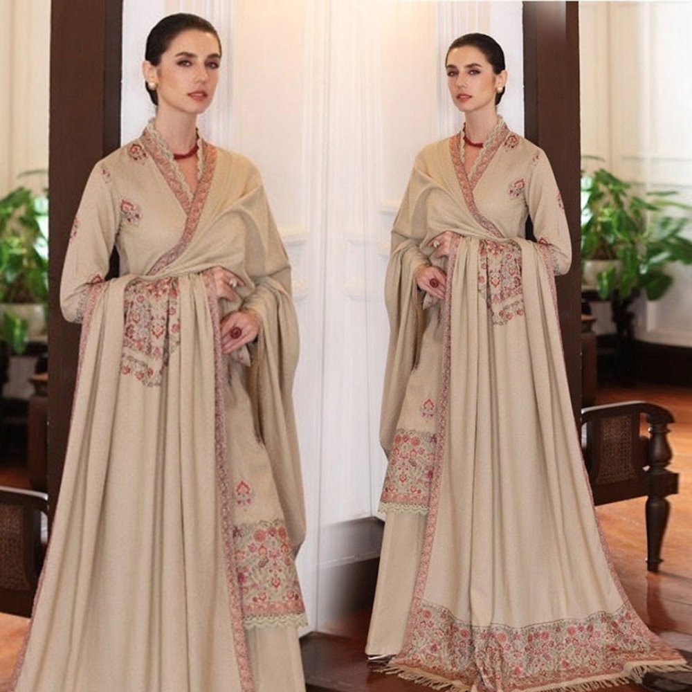 Dhanak 3PC Embroidered With Dhanak Shawl Embroidered - 108 - Sapphire Studios
