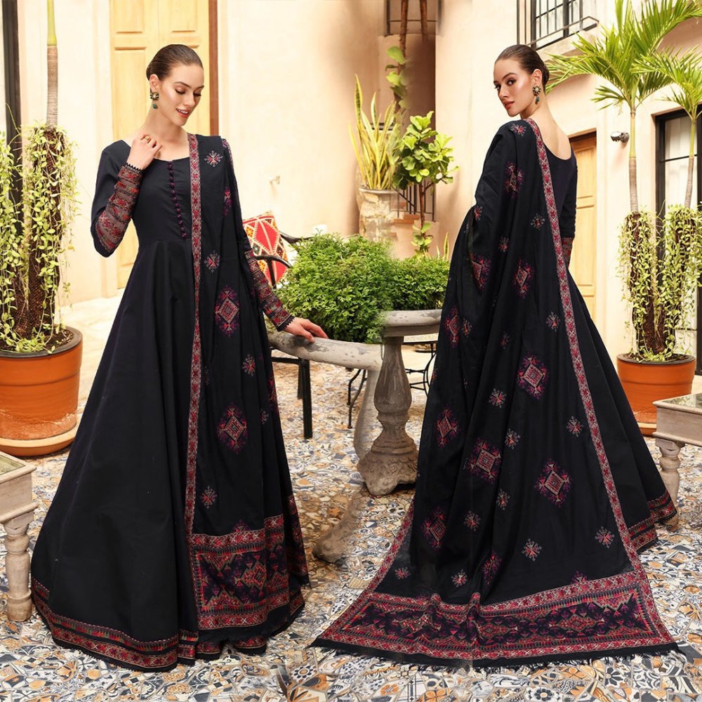 Dhanak 3PC Embroidered With Dhanak Shawl Embroidered - 132 - Sapphire Studios