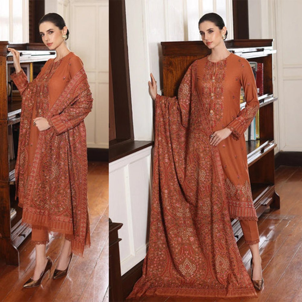 Dhanak 3PC Embroidered With Dhanak Shawl Embroidered - 188 - Sapphire Studios