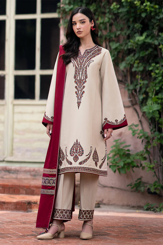 Dhanak 3PC Embroidered With Digitak Printed Wool Shawl - 252 - Sapphire Studios