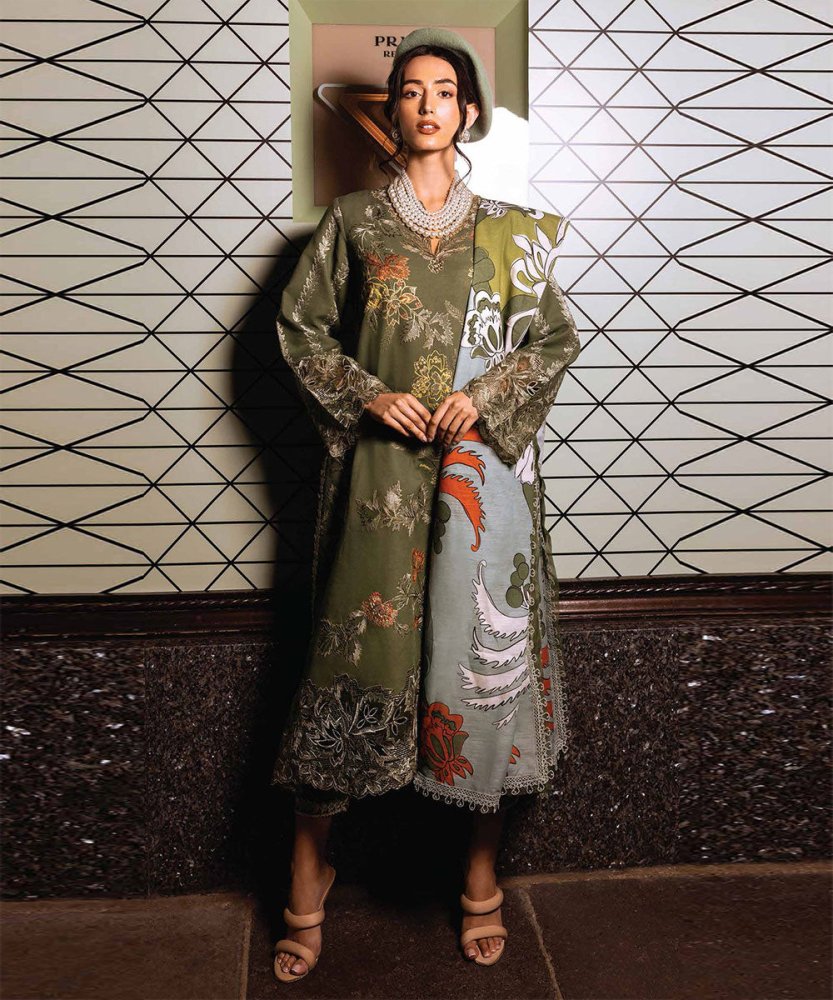 Dhanak 3PC Embroidered With Digital Printed Wool Shawl - 103 - Sapphire Studios