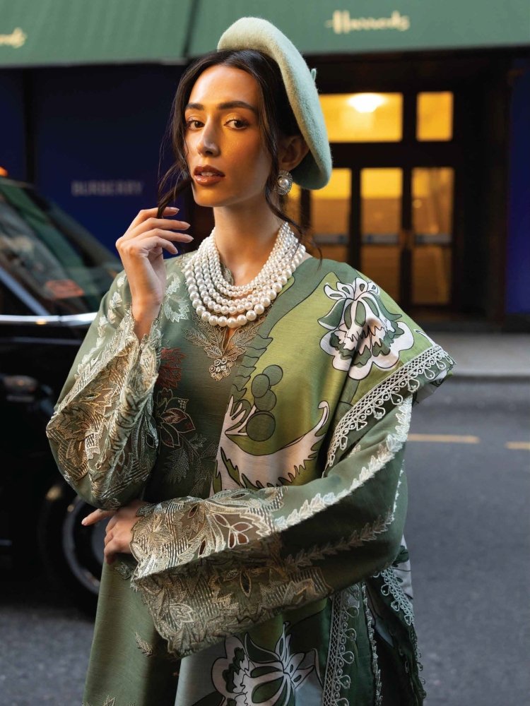 Dhanak 3PC Embroidered With Digital Printed Wool Shawl - 103 - Sapphire Studios