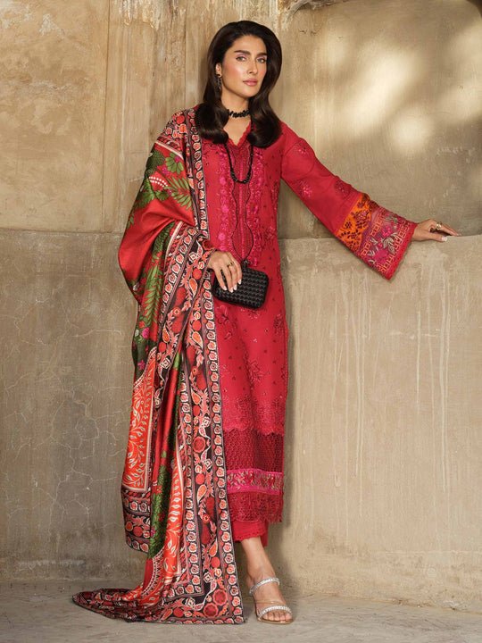Dhanak - 3PC Embroidered with Digital Printed Wool Shawl - 3350 - Sapphire Studios
