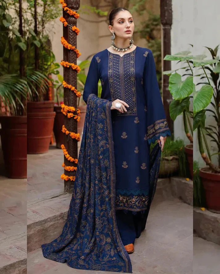 Dhanak 3PC Embroidered with Embroidered Shawl - 1263 - Sapphire Studios