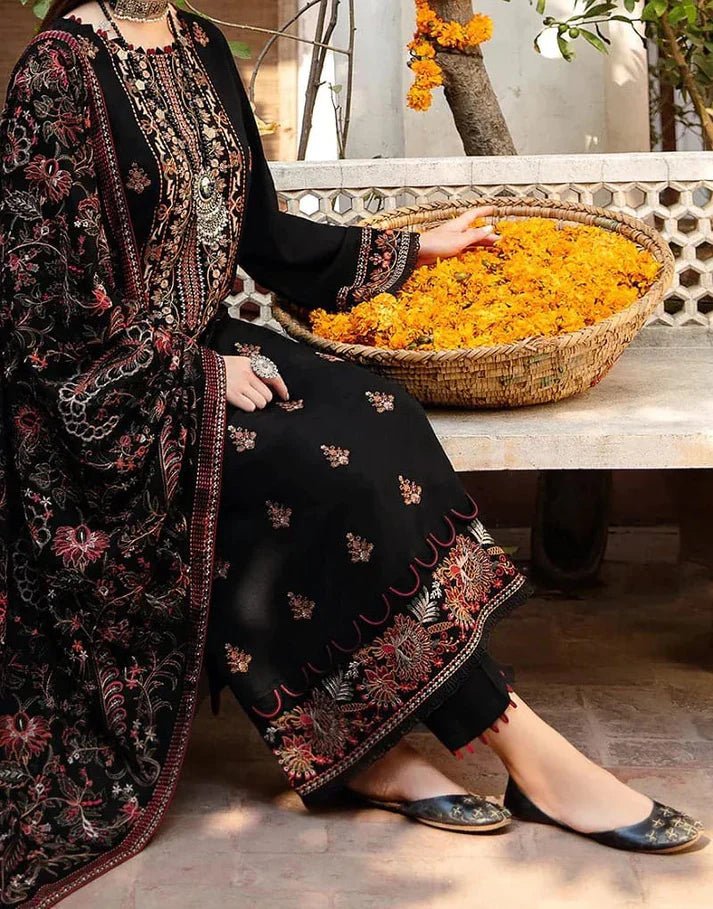 Dhanak 3PC Embroidered With Full Embroidered Shawl - 1296 - Sapphire Studios