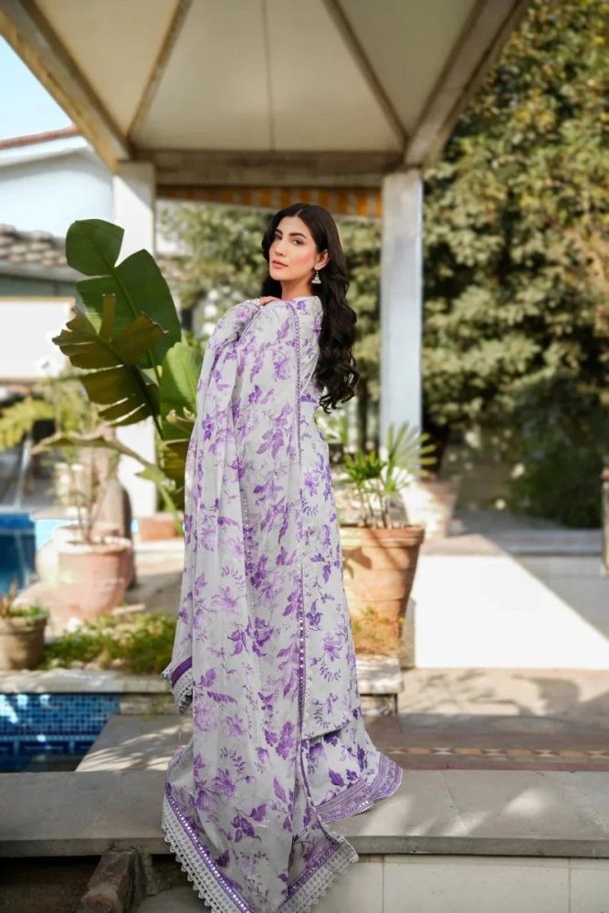 Karandi - 3PC Embroidered Shirt with Karandi Printed Dupatta - 1712 - Sapphire Studios