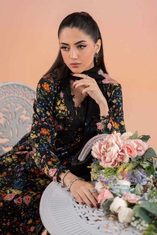 Karandi - 3PC Embroidered Shirt with Karandi Printed Dupatta - 3434 - Sapphire Studios