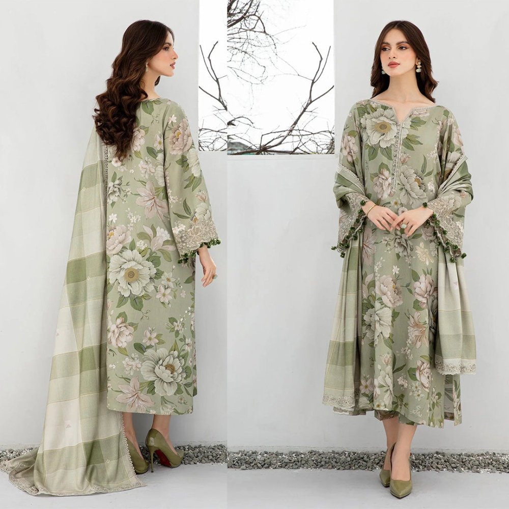 KARANDI 3PC PRINTED SHIRT WITH KARANDI PRINTED DUAPTTA AND TROUSER - 801 - Sapphire Studios