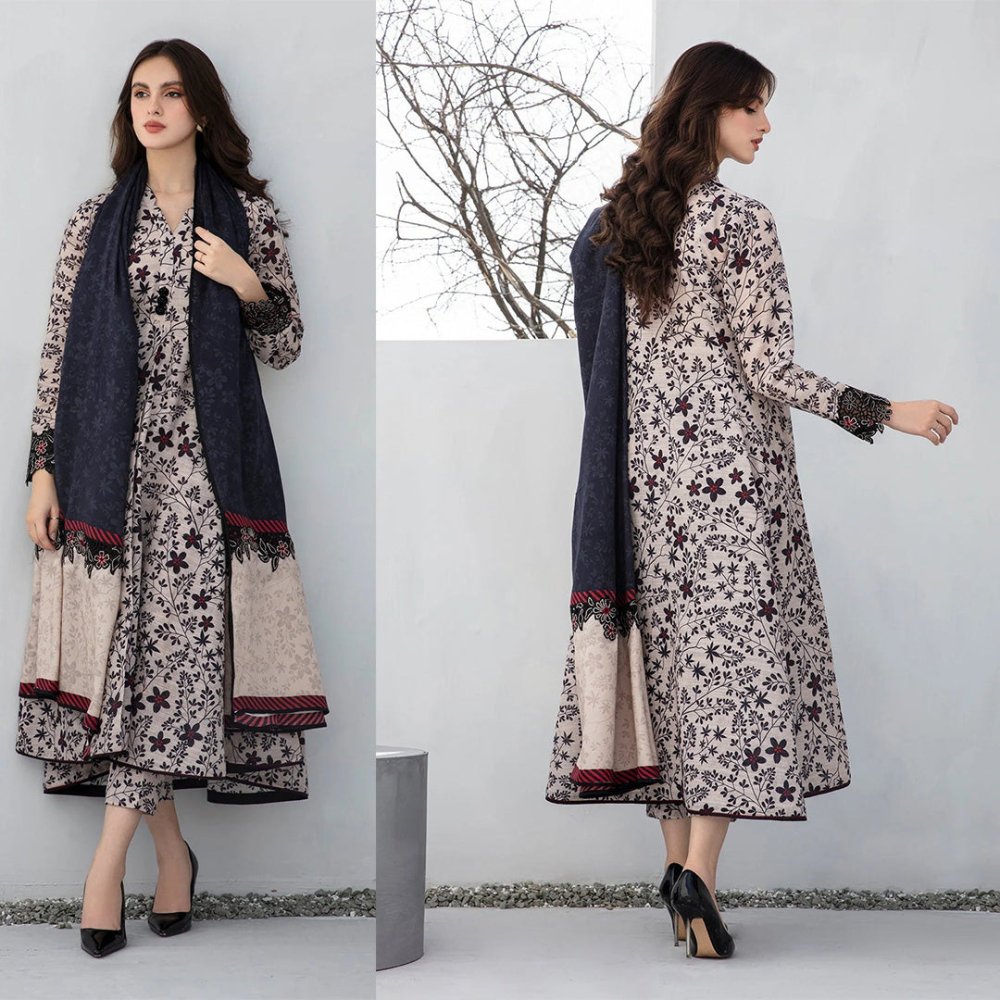 KARANDI 3PC PRINTED SHIRT WITH KARANDI PRINTED DUAPTTA AND TROUSER - 802 - Sapphire Studios