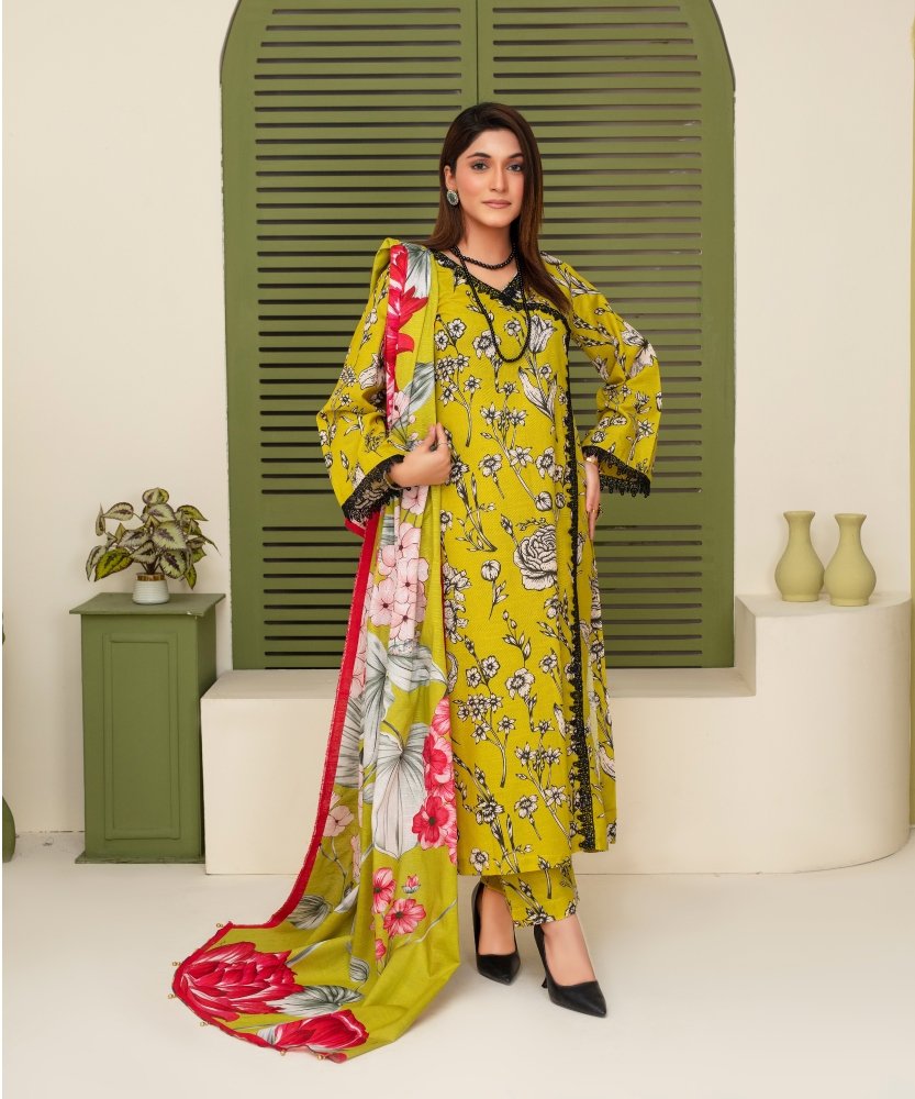KHADDAR 3PC WITH KHADDAR PRINTED SHIRT & TROUSER - 902 - Sapphire Studios