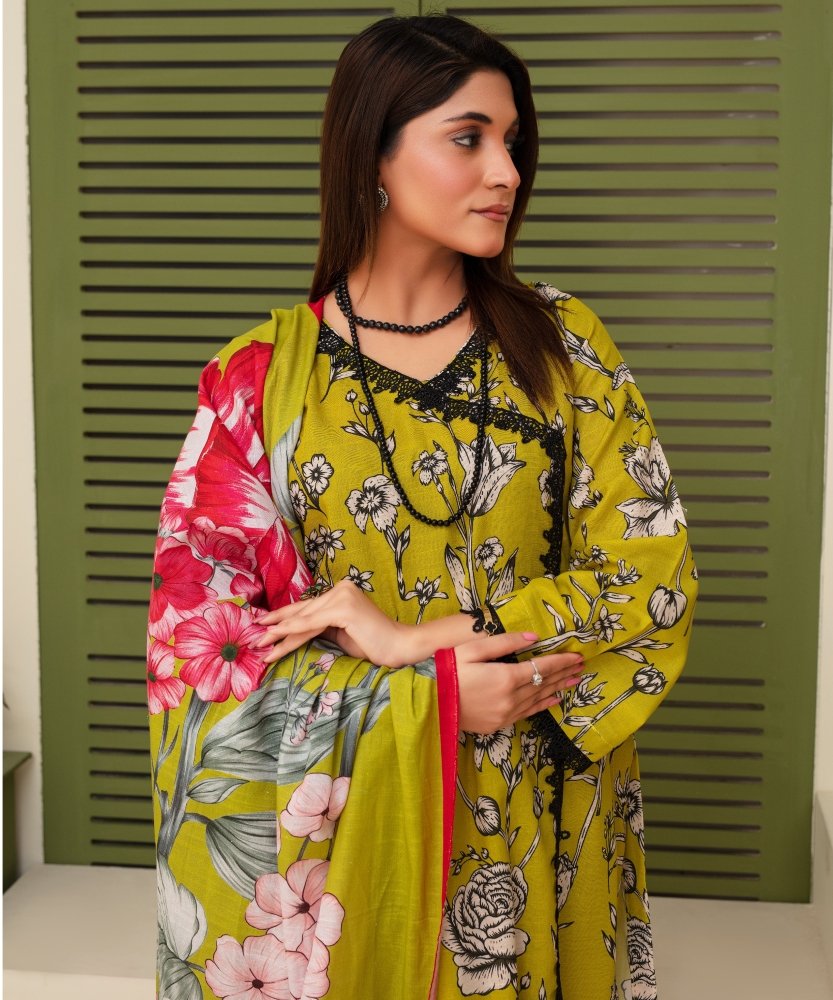 KHADDAR 3PC WITH KHADDAR PRINTED SHIRT & TROUSER - 902 - Sapphire Studios