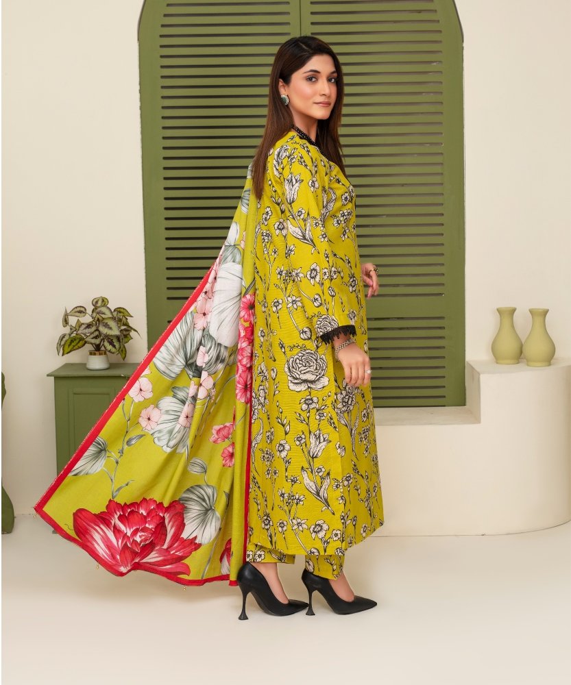 KHADDAR 3PC WITH KHADDAR PRINTED SHIRT & TROUSER - 902 - Sapphire Studios