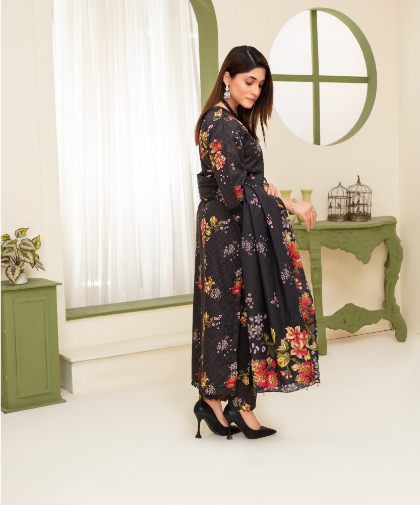 KHADDAR 3PC WITH KHADDAR PRINTED SHIRT & TROUSER - 903 - Sapphire Studios