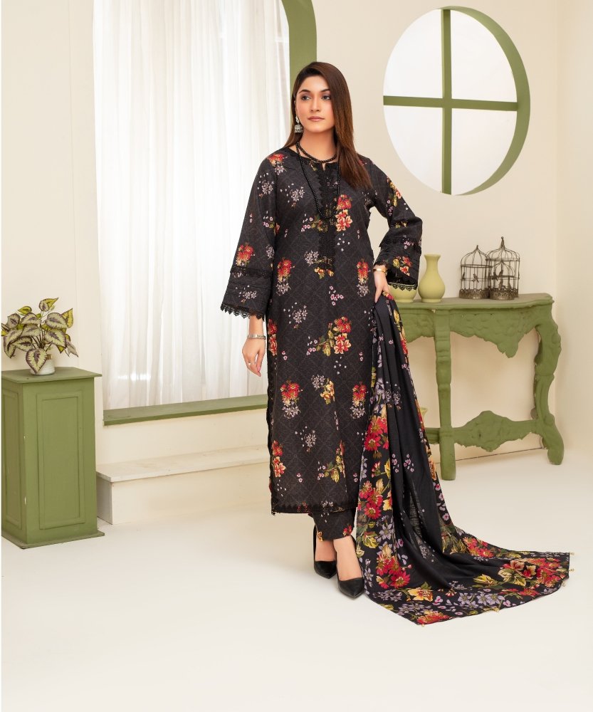 KHADDAR 3PC WITH KHADDAR PRINTED SHIRT & TROUSER - 903 - Sapphire Studios
