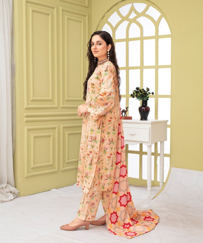 KHADDAR 3PC WITH KHADDAR PRINTED SHIRT & TROUSER - 904 - Sapphire Studios