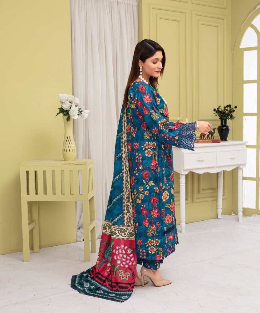 KHADDAR 3PC WITH KHADDAR PRINTED SHIRT & TROUSER - 905 - Sapphire Studios