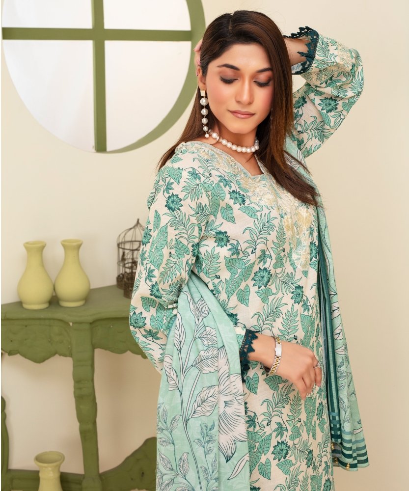 KHADDAR 3PC WITH KHADDAR PRINTED SHIRT & TROUSER - 906 - Sapphire Studios
