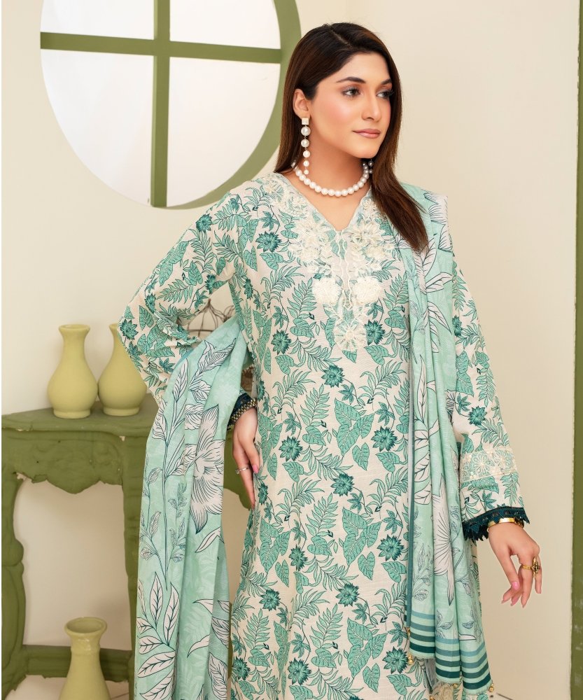 KHADDAR 3PC WITH KHADDAR PRINTED SHIRT & TROUSER - 906 - Sapphire Studios