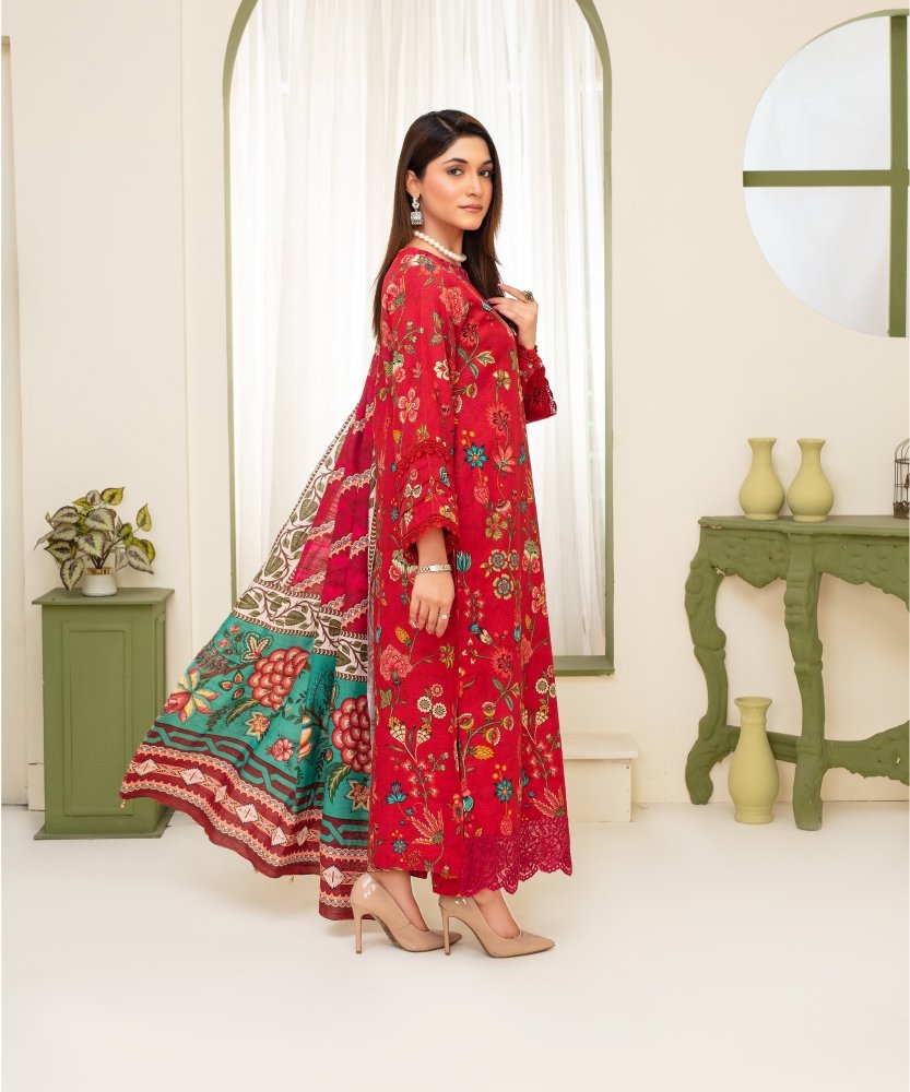 KHADDAR 3PC WITH KHADDAR PRINTED SHIRT & TROUSER - 907 - Sapphire Studios