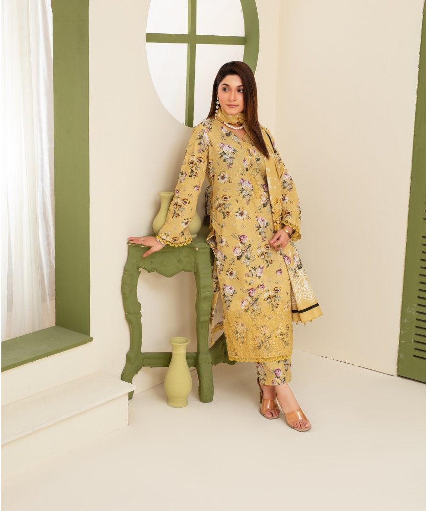 KHADDAR 3PC WITH KHADDAR PRINTED SHIRT & TROUSER - 912 - Sapphire Studios