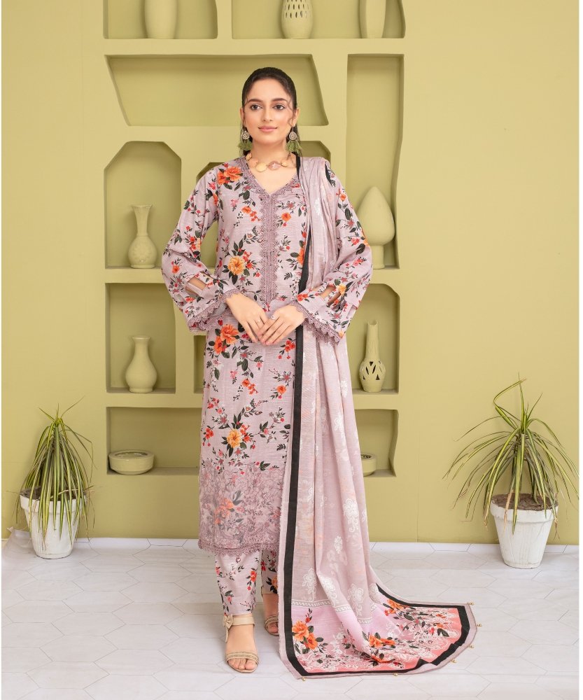 KHADDAR 3PC WITH KHADDAR PRINTED SHIRT & TROUSER - 919 - Sapphire Studios
