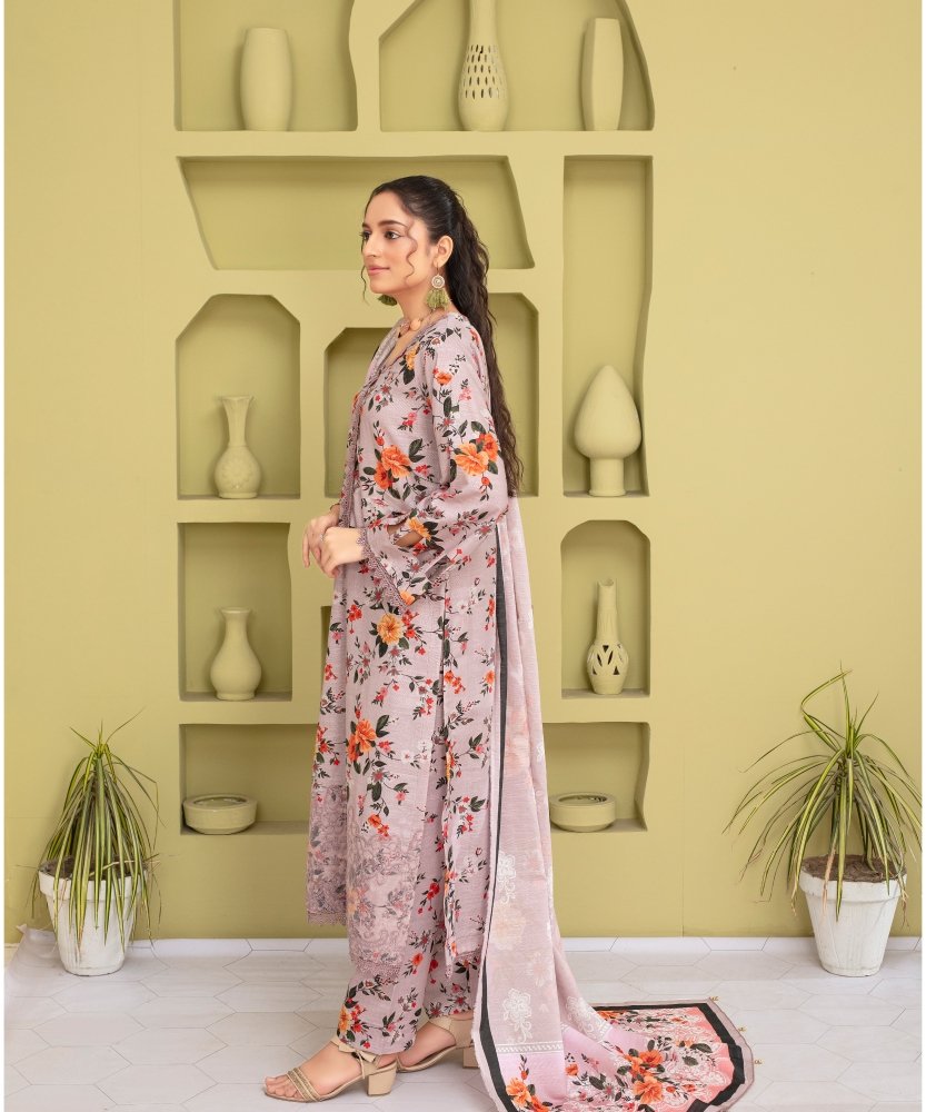 KHADDAR 3PC WITH KHADDAR PRINTED SHIRT & TROUSER - 919 - Sapphire Studios