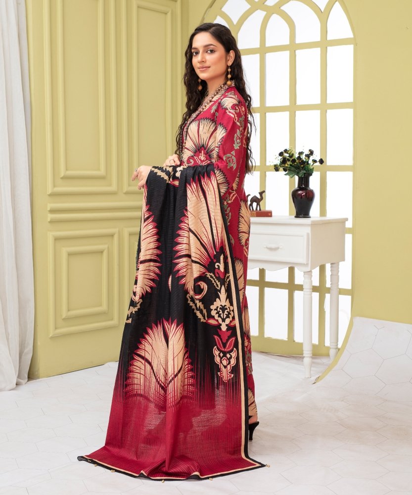 KHADDAR 3PC WITH KHADDAR PRINTED SHIRT & TROUSER - 920 - Sapphire Studios