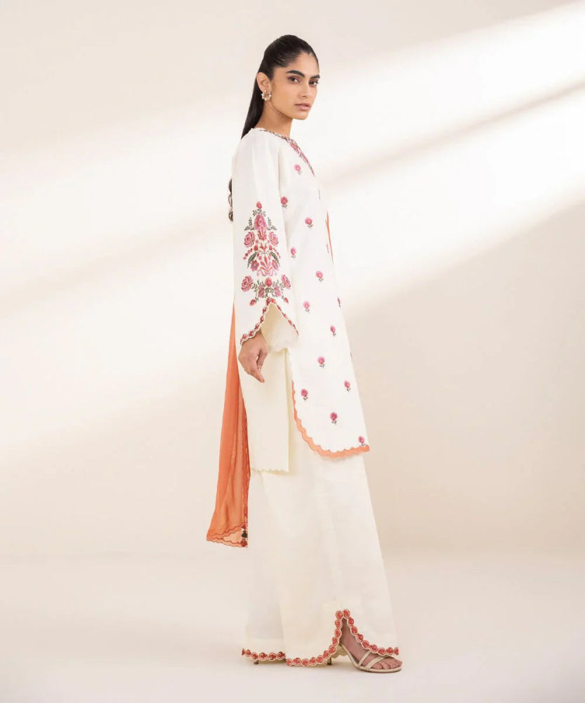 Lawn - 3PC Embroidered Shirt with Chiffon Dupatta - 1297 - Sapphire Studios