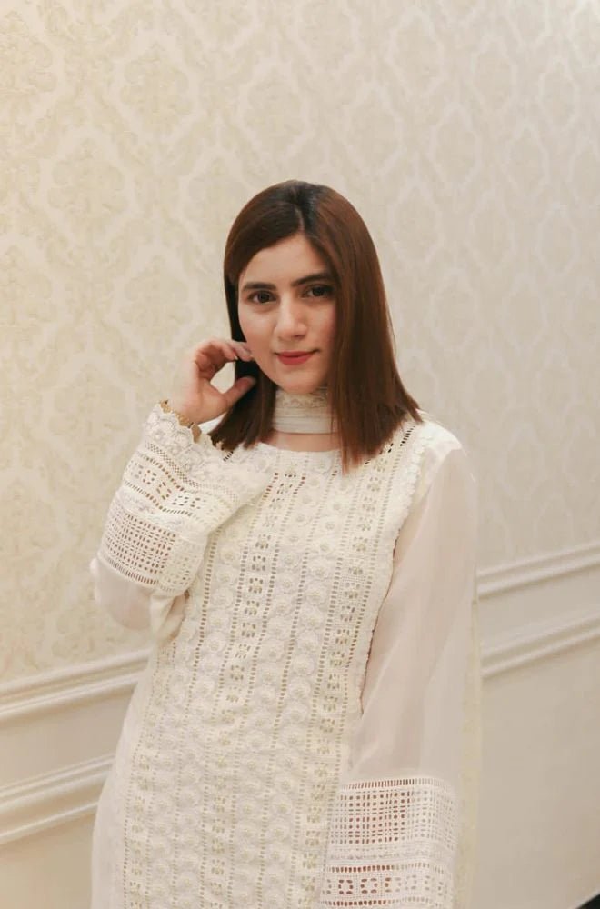 Lawn - 3PC Embroidered Shirt with Chiffon Embroidered Dupatta - 1079 - Sapphire Studios