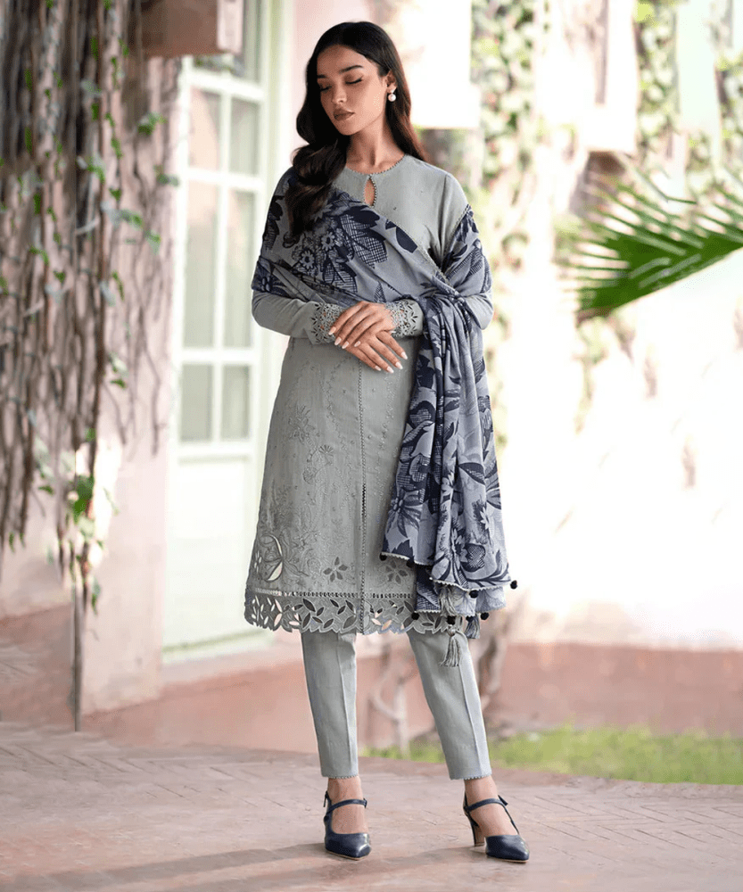Lawn - 3PC Embroidered Shirt with Digital Printed Jacquard Dupatta - 1181 - Sapphire Studios