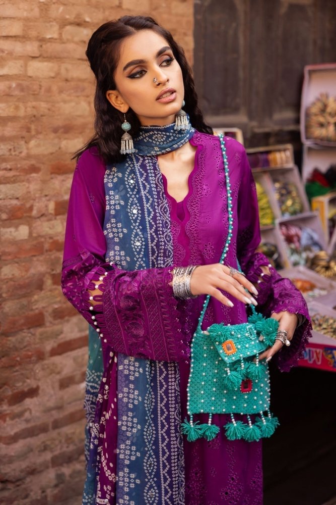 Lawn - 3PC Embroidered Shirt with Digital Printed Jacquard Dupatta - 1205 - Sapphire Studios