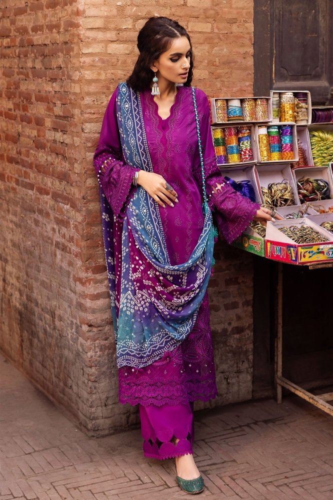 Lawn - 3PC Embroidered Shirt with Digital Printed Jacquard Dupatta - 1205 - Sapphire Studios