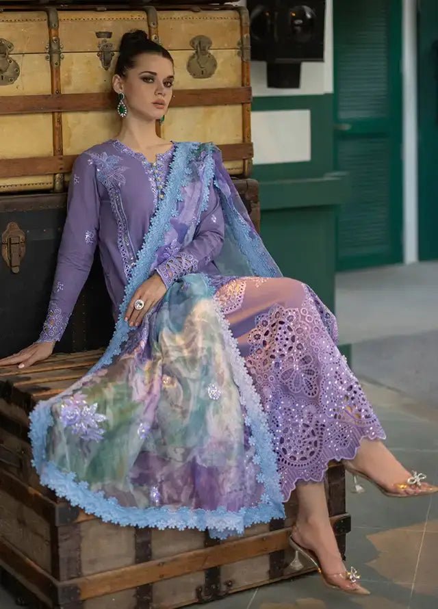 Lawn - 3PC Embroidered Shirt with Digital Printed Jacquard Dupatta - 1329 - Sapphire Studios