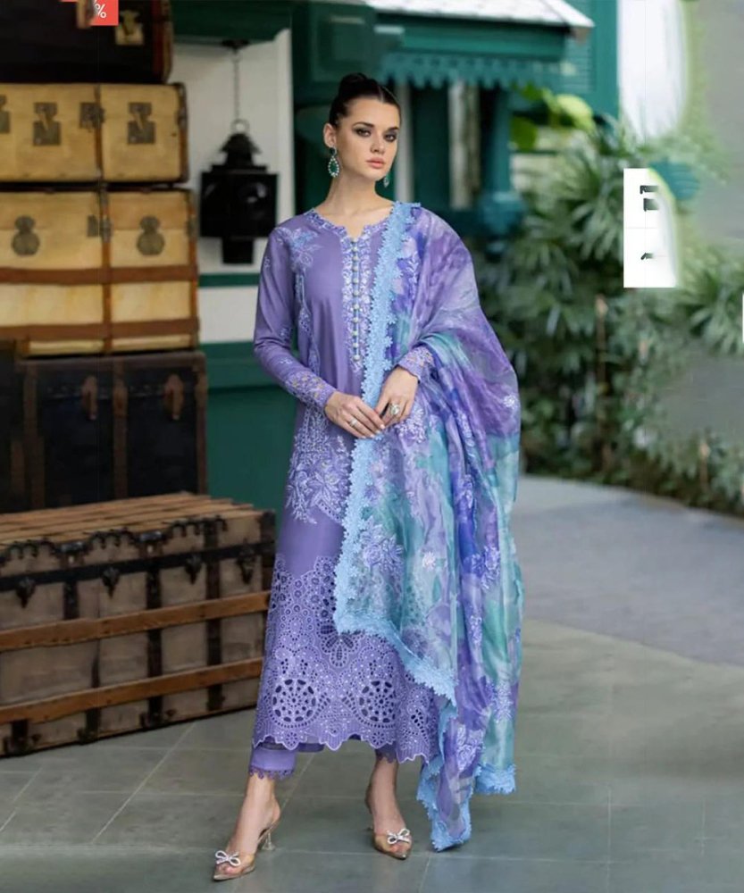 Lawn - 3PC Embroidered Shirt with Digital Printed Jacquard Dupatta - 1329 - Sapphire Studios