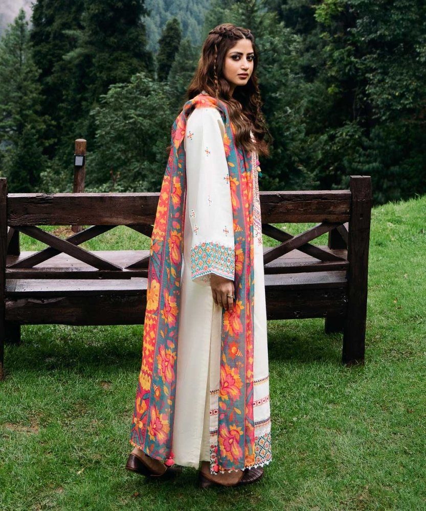 Lawn - 3PC Embroidered Shirt with Digital Printed Jacquard Dupatta - 1355 - Sapphire Studios