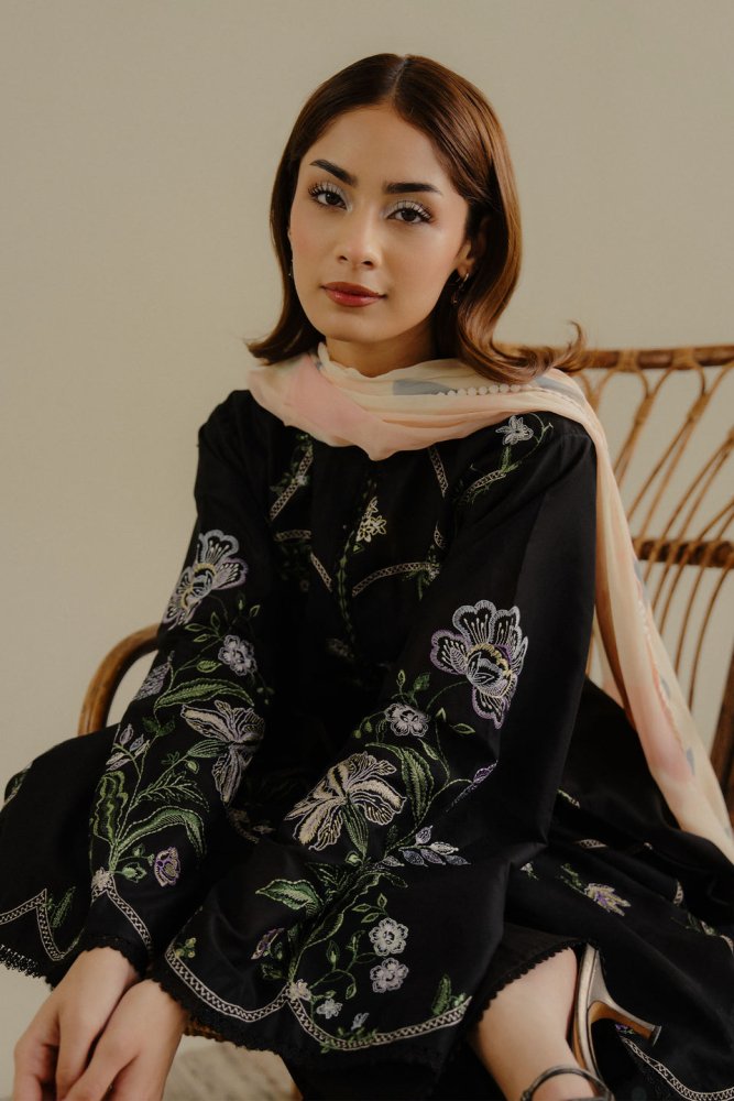 Lawn - 3PC Embroidered Shirt with Digital Printed Jacquard Dupatta - 1384 - Sapphire Studios