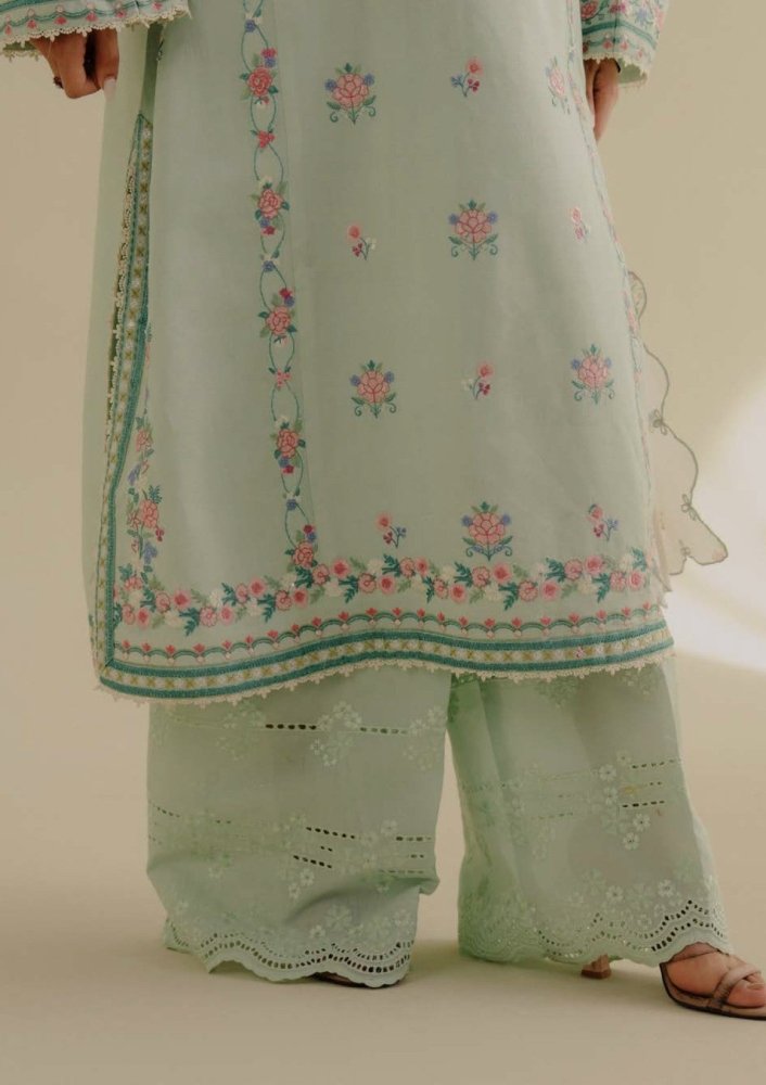 Lawn - 3PC Embroidered Shirt with Digital Printed Jacquard Dupatta - 1386 - Sapphire Studios