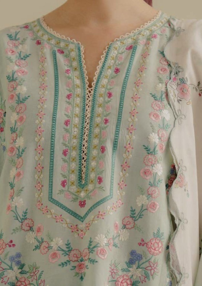 Lawn - 3PC Embroidered Shirt with Digital Printed Jacquard Dupatta - 1386 - Sapphire Studios