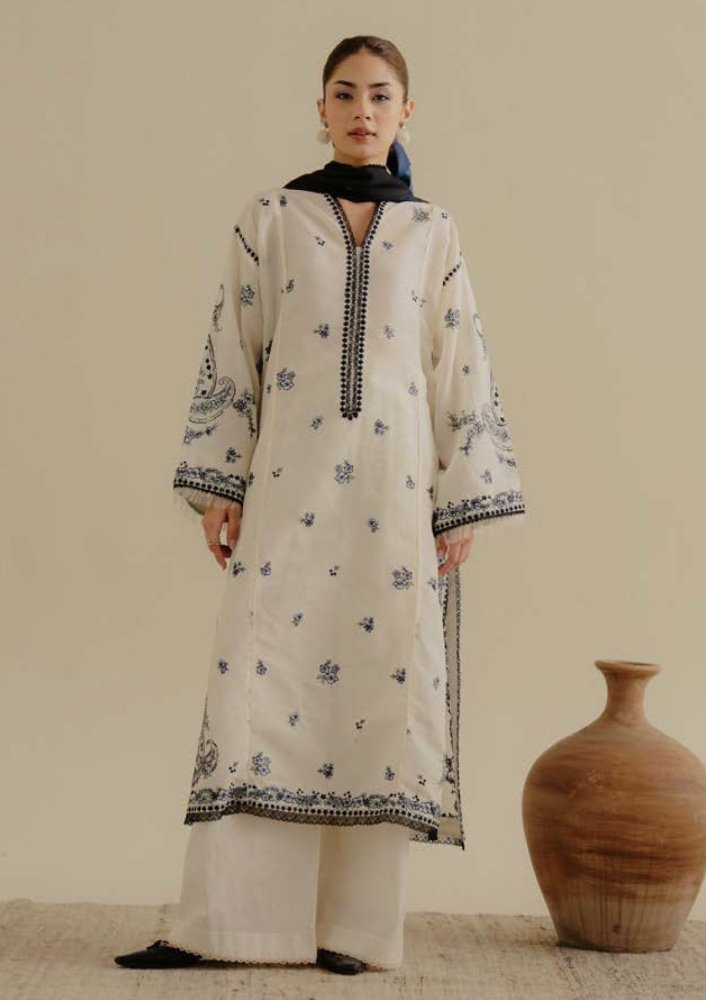 Lawn - 3PC Embroidered Shirt with Digital Printed Jacquard Dupatta - 1400 - Sapphire Studios