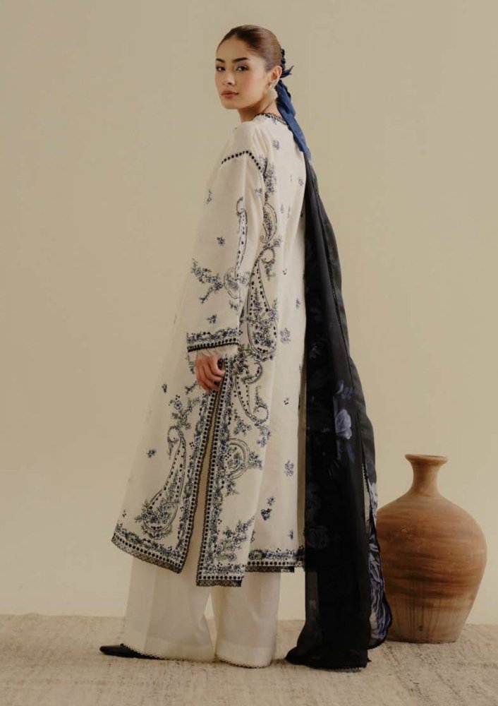 Lawn - 3PC Embroidered Shirt with Digital Printed Jacquard Dupatta - 1400 - Sapphire Studios