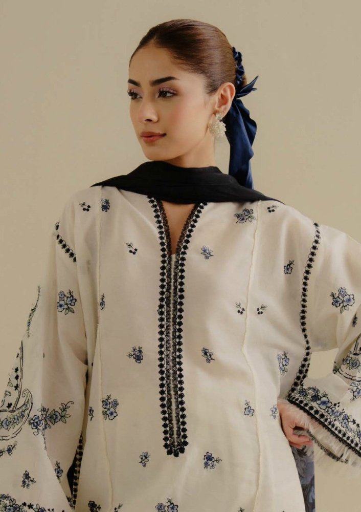 Lawn - 3PC Embroidered Shirt with Digital Printed Jacquard Dupatta - 1400 - Sapphire Studios