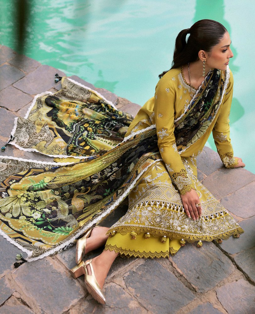 Lawn - 3PC Embroidered Shirt with Digital Printed Jacquard Dupatta - 1423 - Sapphire Studios
