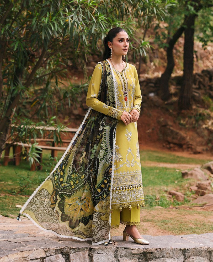 Lawn - 3PC Embroidered Shirt with Digital Printed Jacquard Dupatta - 1423 - Sapphire Studios