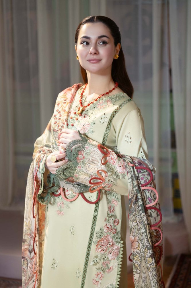 Lawn - 3PC Embroidered Shirt with Digital Printed Jacquard Dupatta - 1428 - Sapphire Studios