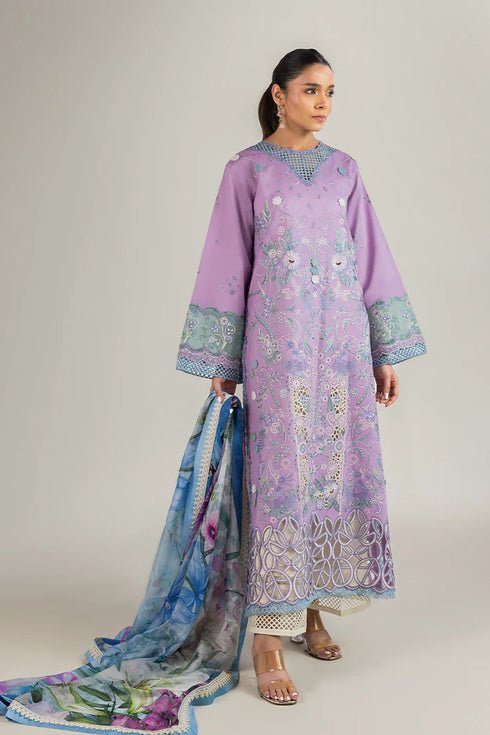 Lawn - 3PC Embroidered Shirt with Digital Printed Jacquard Dupatta - 1431 - Sapphire Studios