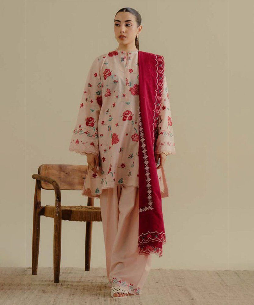 Lawn - 3PC Embroidered Shirt with Lawn Embroidered Dupatta - 1393 - Sapphire Studios