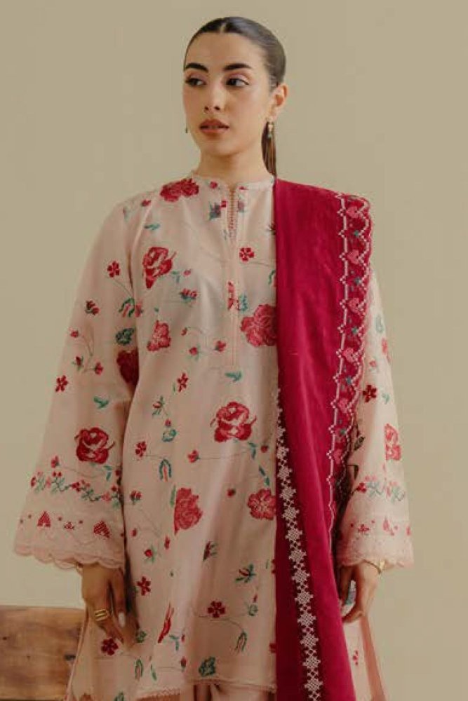 Lawn - 3PC Embroidered Shirt with Lawn Embroidered Dupatta - 1393 - Sapphire Studios